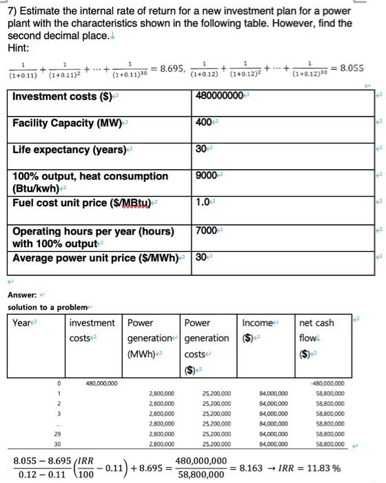 Solved 7) Estimate the internal rate of return for a new | Chegg.com