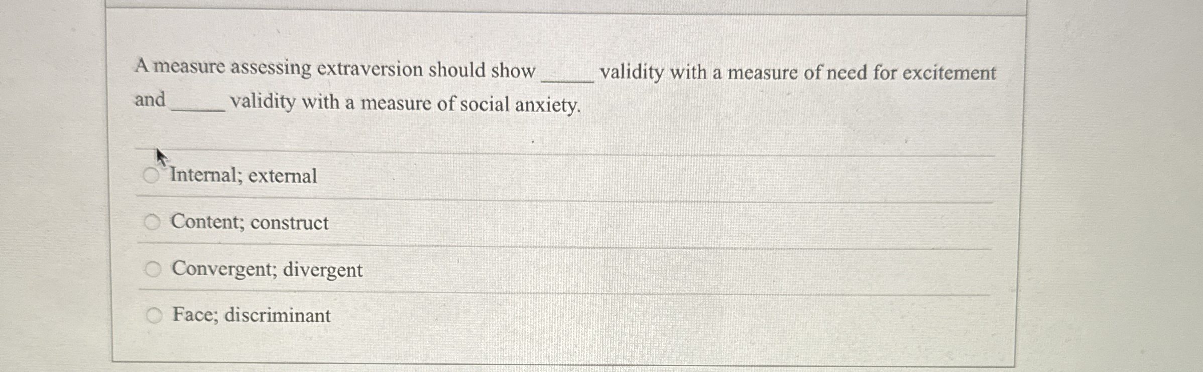 Solved A measure assessing extraversion should show q, | Chegg.com