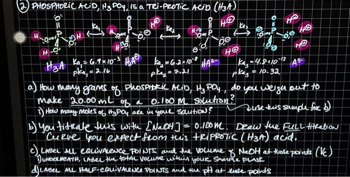 (2) PHOSPPHORIC ACID, H3PO4, IS a TRI-PROTIC ACID (H3 | Chegg.com