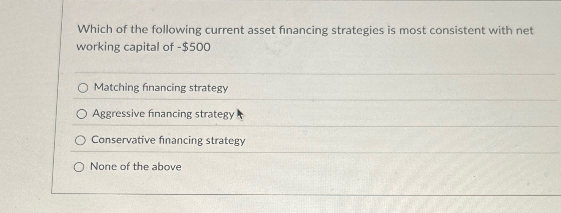 Solved Which of the following current asset financing | Chegg.com