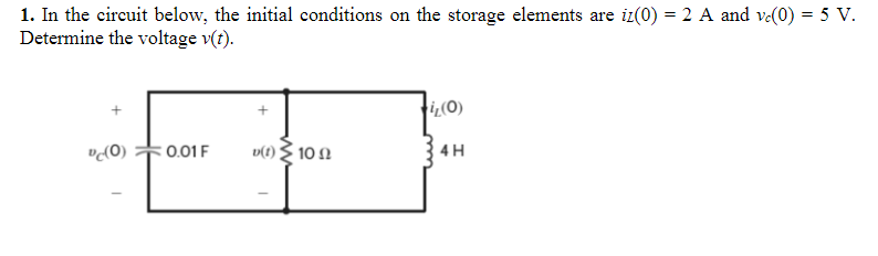 Solved +In the circuit below, the initial conditions on the | Chegg.com