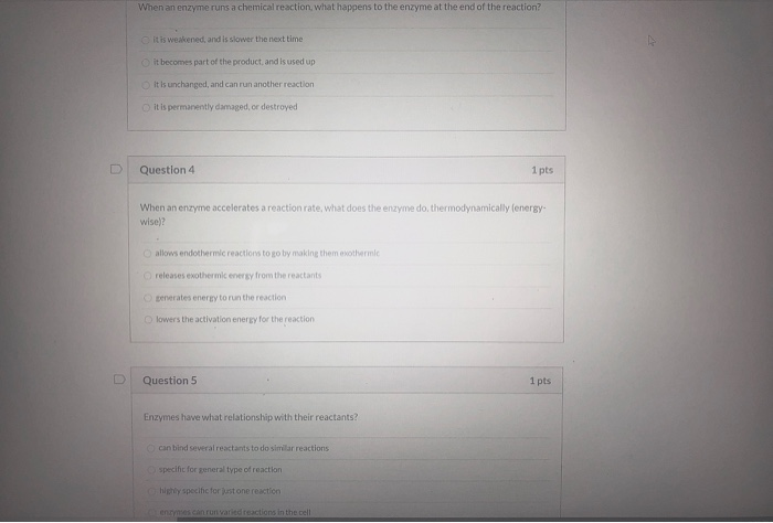 what is the end result of a chemical reaction enzyme