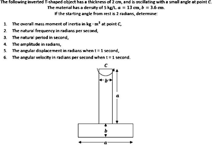 Solved The Following Inverted T Shaped Object Has A Chegg Com