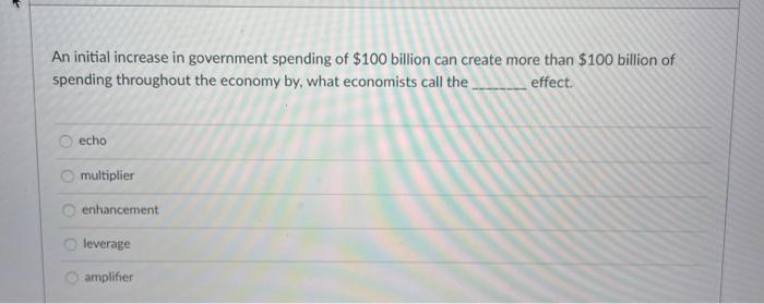 Solved An initial increase in government spending of $100 | Chegg.com