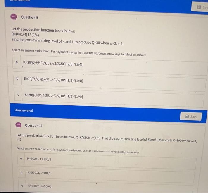 Solved Som Question 9 Let the production function be as | Chegg.com