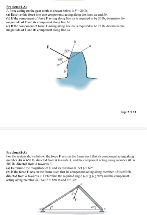 Solved Problem (4-A) A force acting on the gear tooth as | Chegg.com