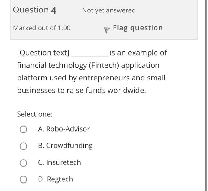 Solved Question 1 Not yet answered Marked out of 1.00 p Flag | Chegg.com