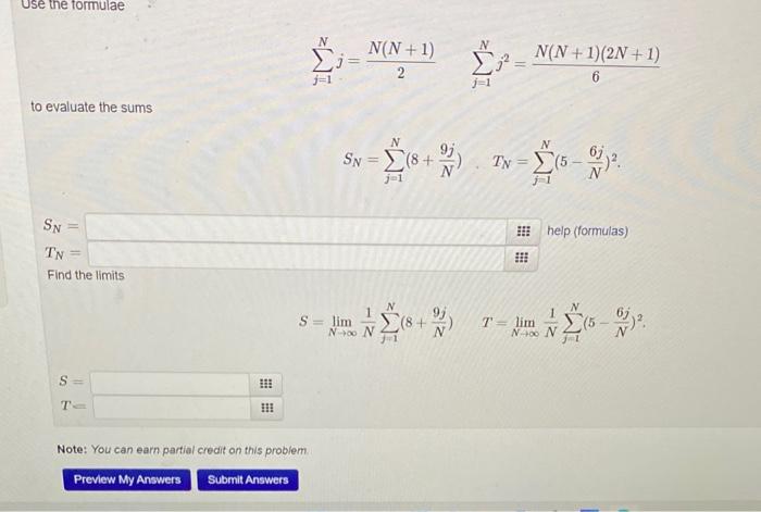 Solved use the formulae ∑j=1Nj=2N(N+1)∑j=1Nj2=6N(N+1)(2N+1) | Chegg.com