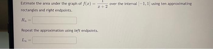 Solved Estimate the area under the graph of f(x)=x+21 over | Chegg.com