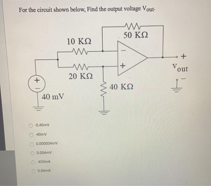Solved For the circuit shown below, Find the output voltage | Chegg.com