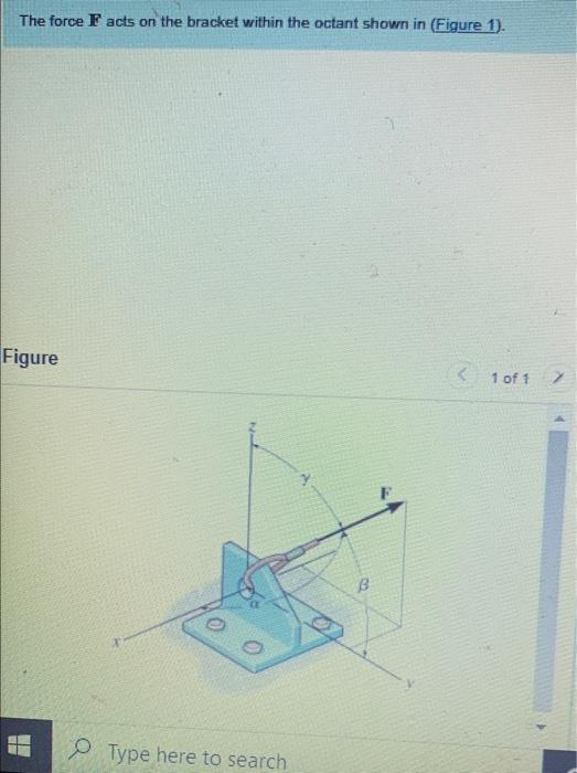 Solved The force Facts on the bracket within the octant | Chegg.com
