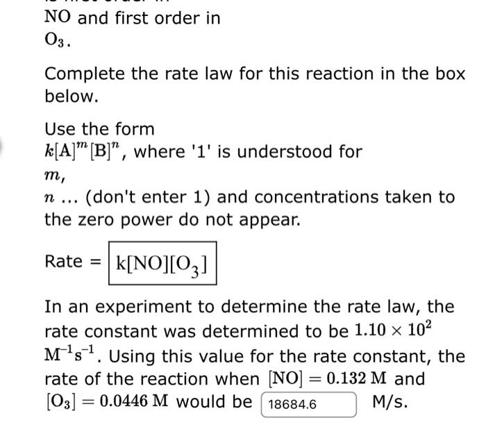 Solved In an experiment to determine the rate law, the rate | Chegg.com