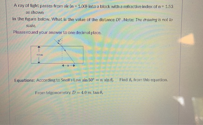 Solved A ray of light passes from air (n = 1.00) into a | Chegg.com