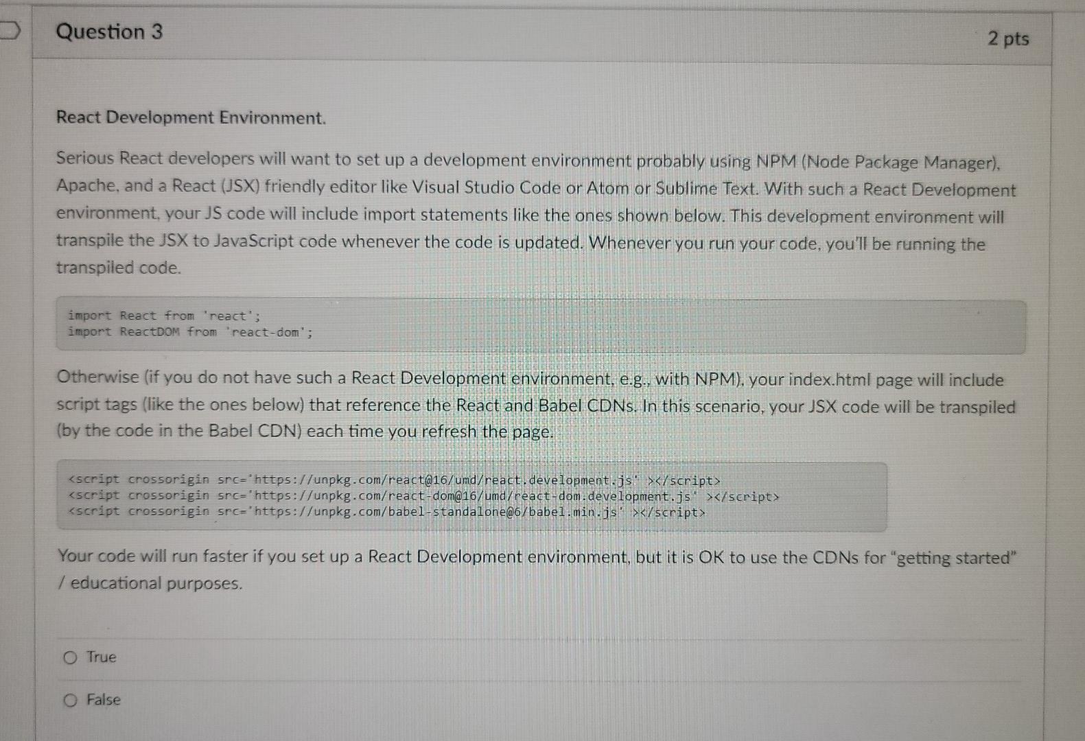 Solved React Definition: T/F React is a library for building | Chegg.com