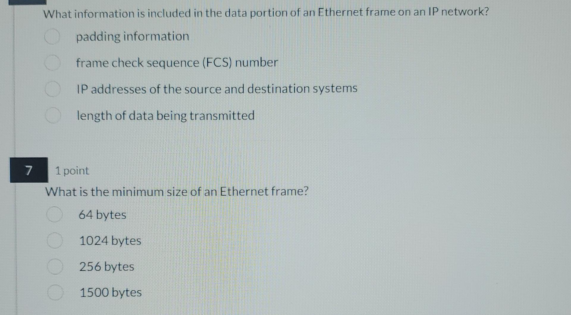 Solved What information is included in the data portion of | Chegg.com