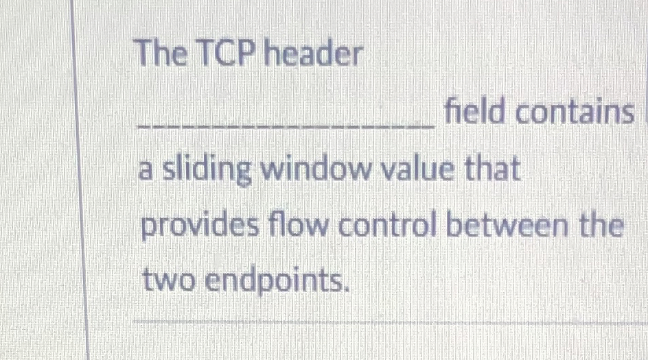 Solved The TCP header q,field containsa sliding window value | Chegg.com
