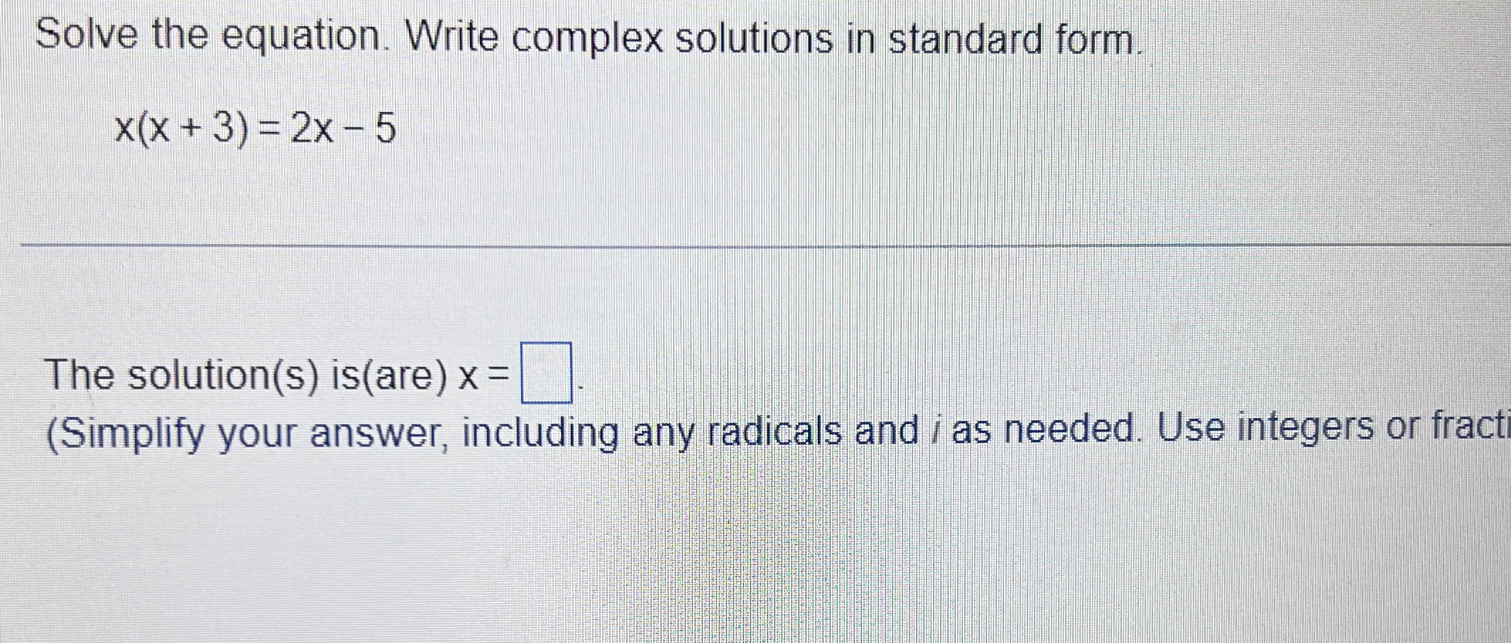 Solved Solve the equation. Write complex solutions in | Chegg.com