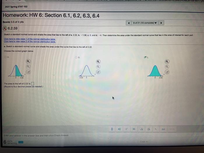 Solved 2021 Spring STAT 152 Homework: HW 6: Section 6.1, | Chegg.com