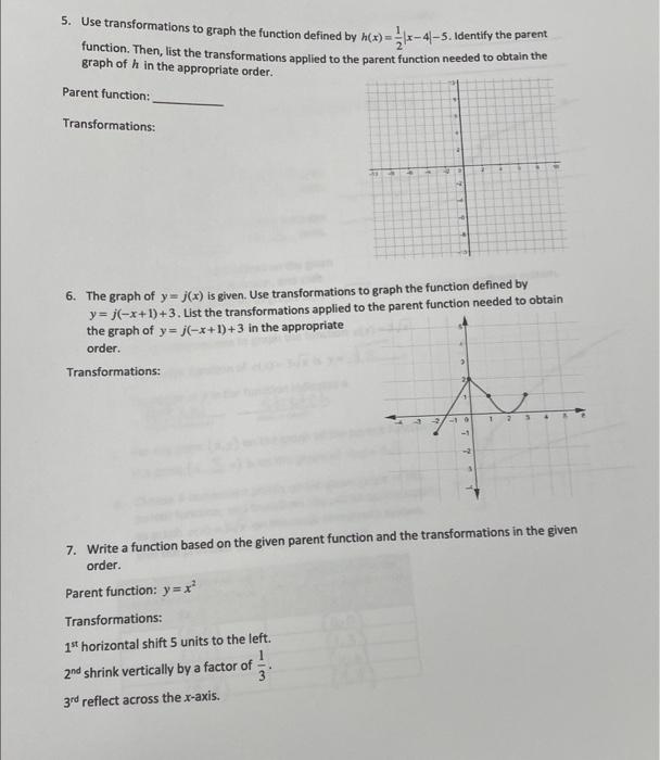 Solved 5. Use transformations to graph the function defined | Chegg.com