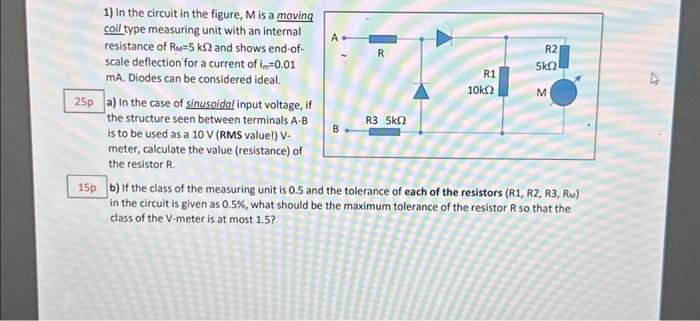 Solved 1) In the circuit in the figure, M is a moving coil | Chegg.com