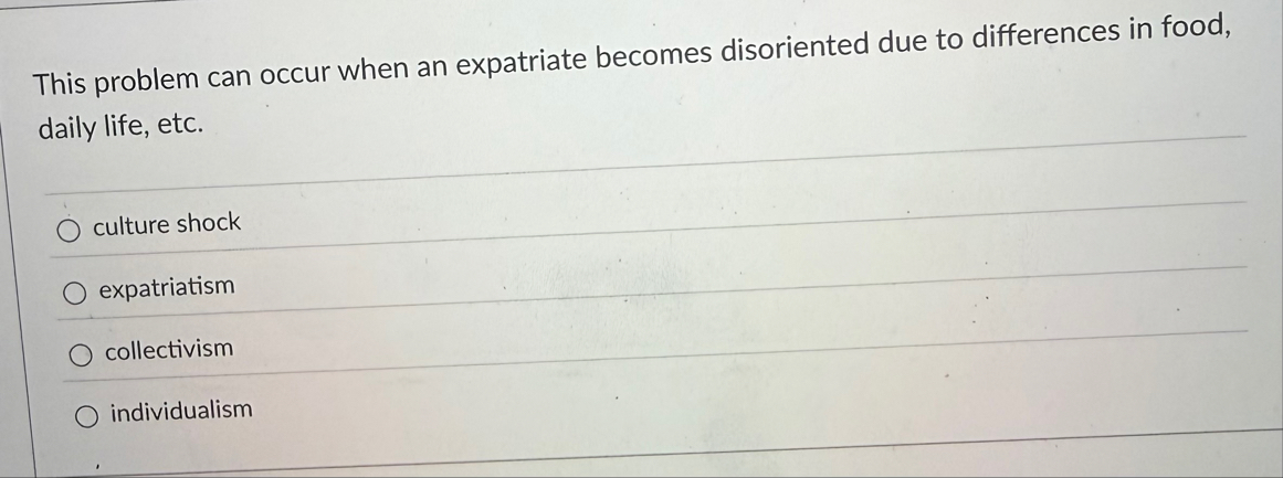 Solved This problem can occur when an expatriate becomes | Chegg.com