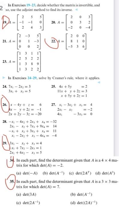 Solved 2 In Exercises 19-23. decide whether the matrix is | Chegg.com