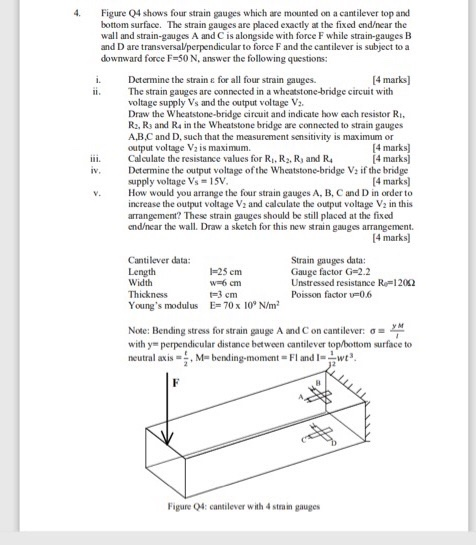 Solved 4. Figure 04 shows four strain gauges which are | Chegg.com