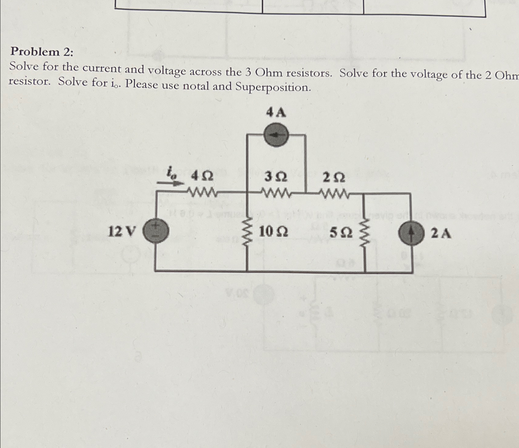Solved Problem 2:Solve for the current and voltage across | Chegg.com