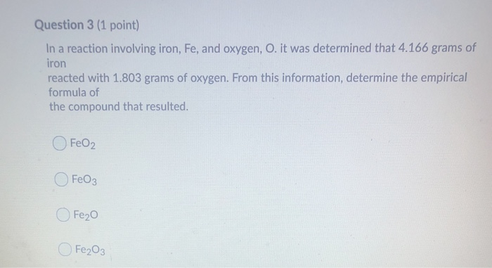 Solved Question 2 1 Point How Many Moles Are There In A Chegg Com