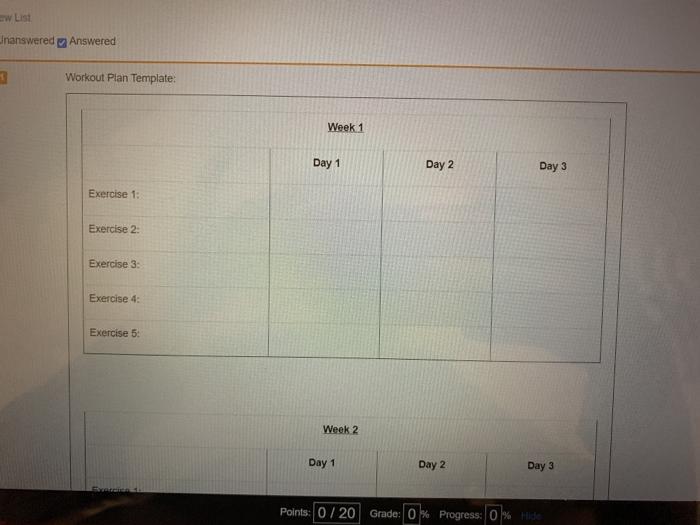 Physical Activity Plan Assignment Instructions & | Chegg.com