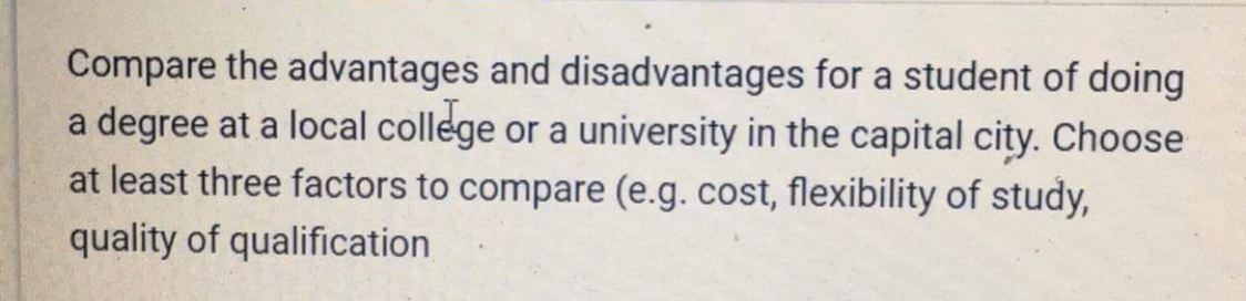 Solved Compare the advantages and disadvantages for a | Chegg.com