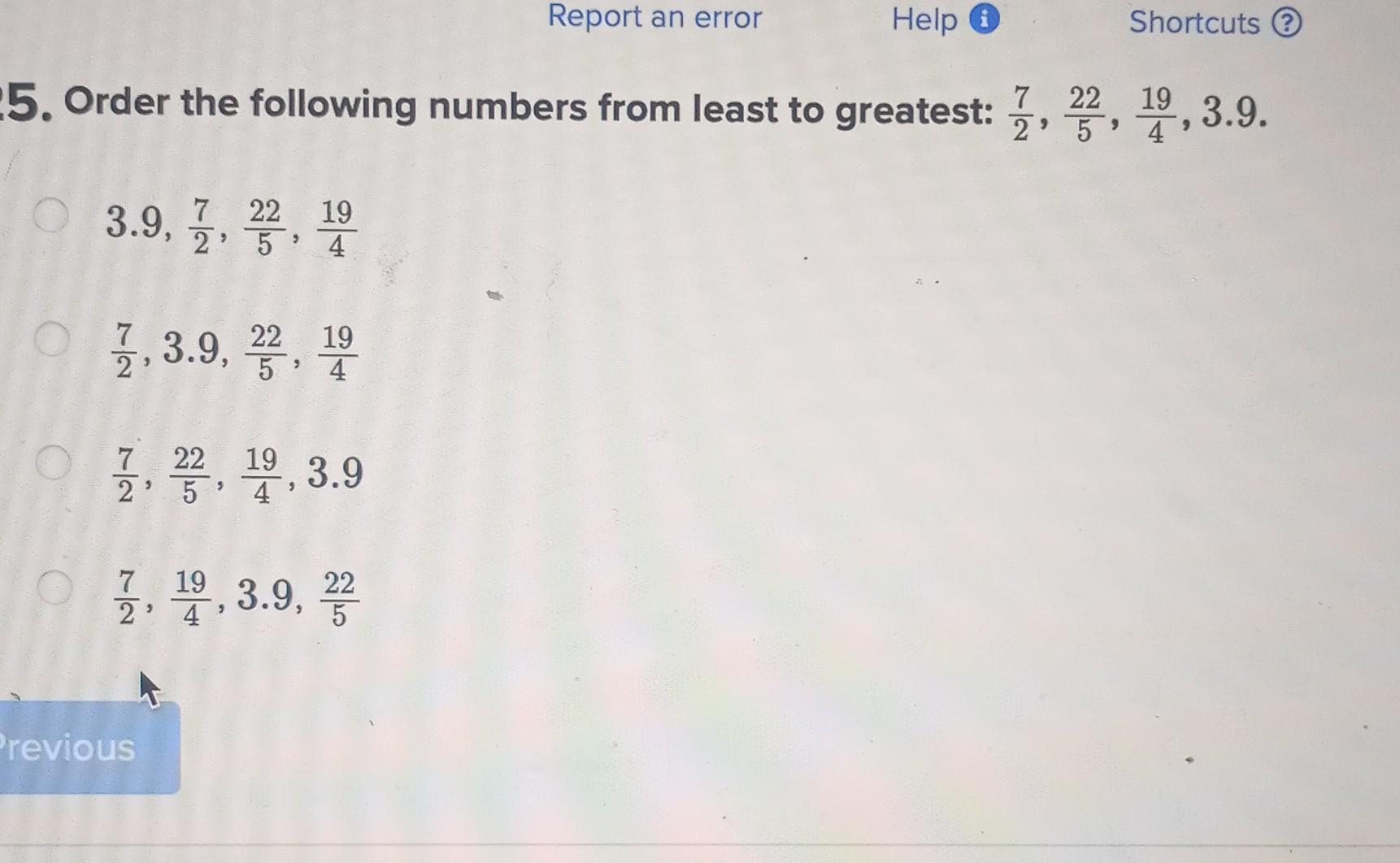 Solved 5. Order the following numbers from least to | Chegg.com
