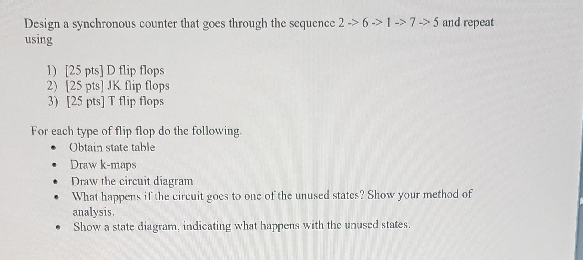 Solved Design A Synchronous Counter That Goes Through The | Chegg.com