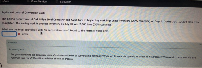 Solved Show Me How Calculator Equivalent Units of Conversion | Chegg.com