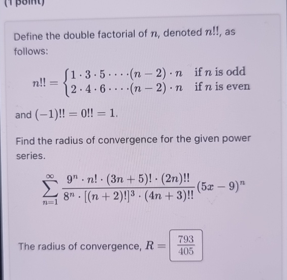 Solved Define the double factorial of n, ﻿denoted n!!, ﻿as | Chegg.com