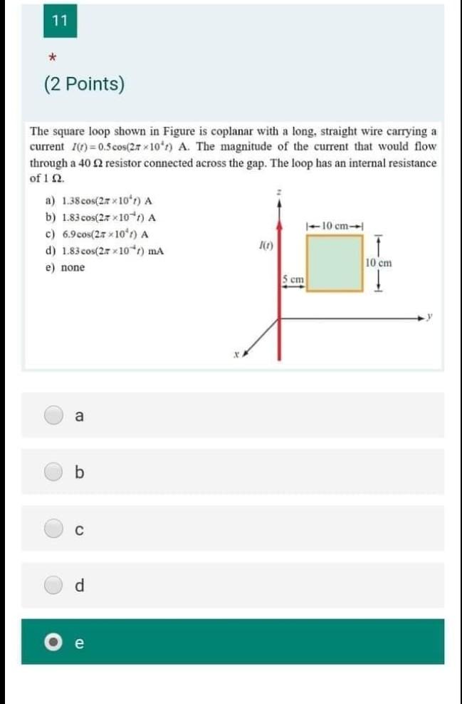 Solved 11 (2 Points) The square loop shown in Figure is | Chegg.com