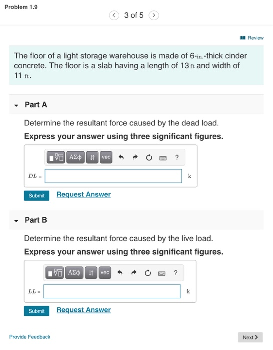 Solved Problem 1.9 3 of 5 > Review The floor of a light | Chegg.com