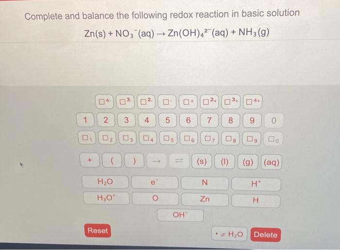 Solved Complete and balance the following halfreaction in