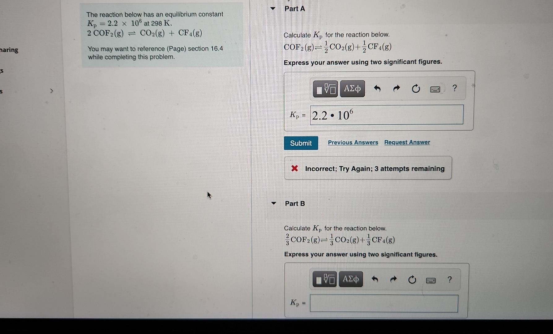 Solved The reaction below has an equilibrium constant | Chegg.com