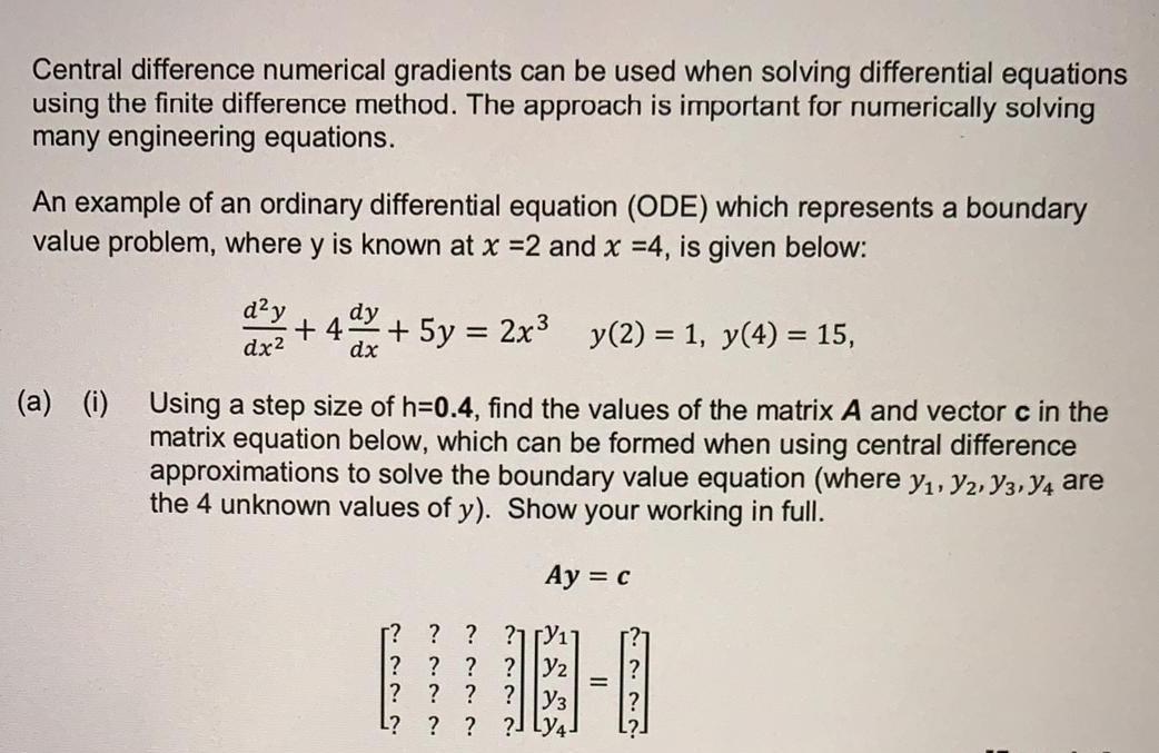 Solved Central difference numerical gradients can be used | Chegg.com