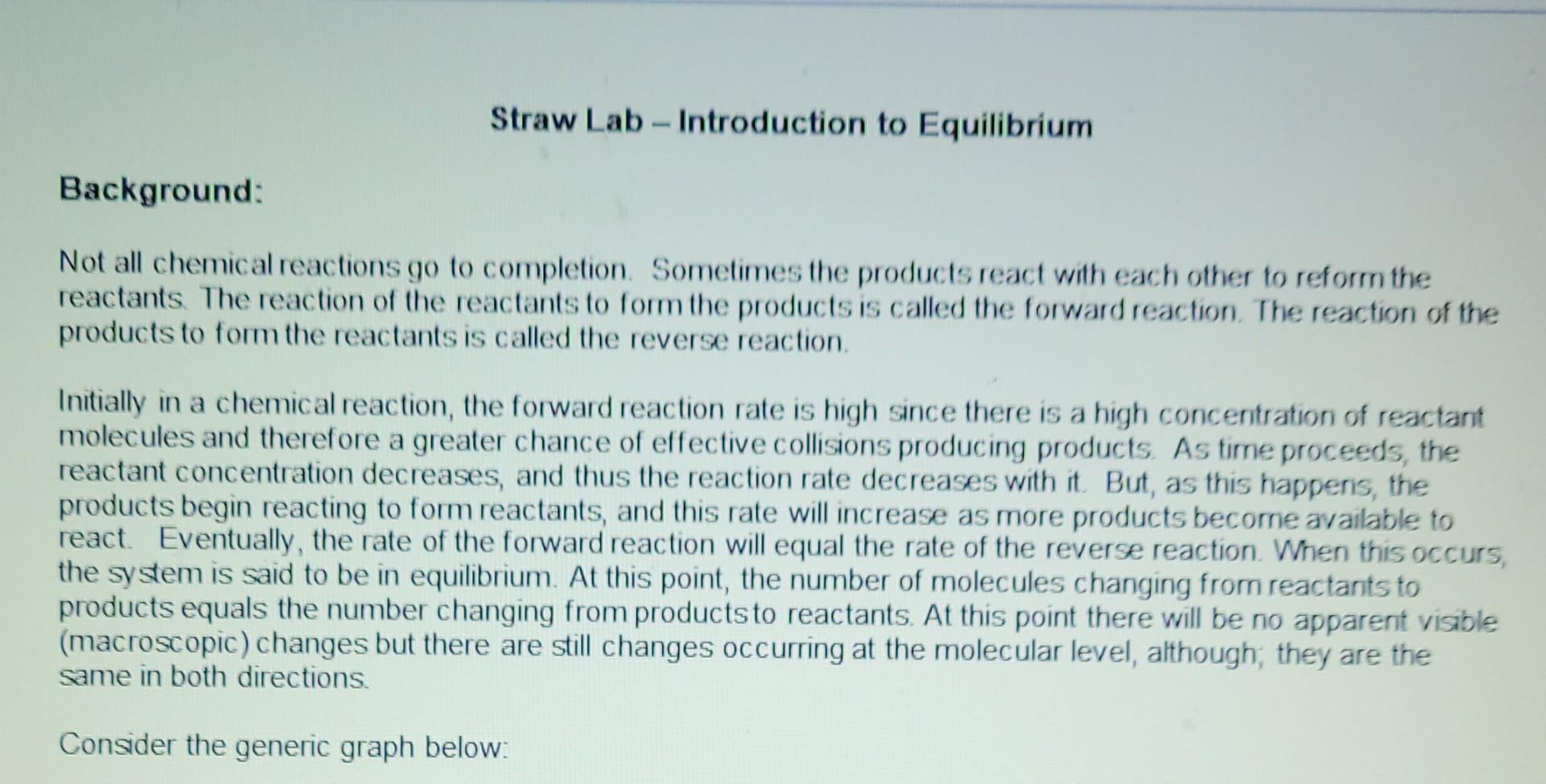 Straw Lab Introduction to Equilibrium Background