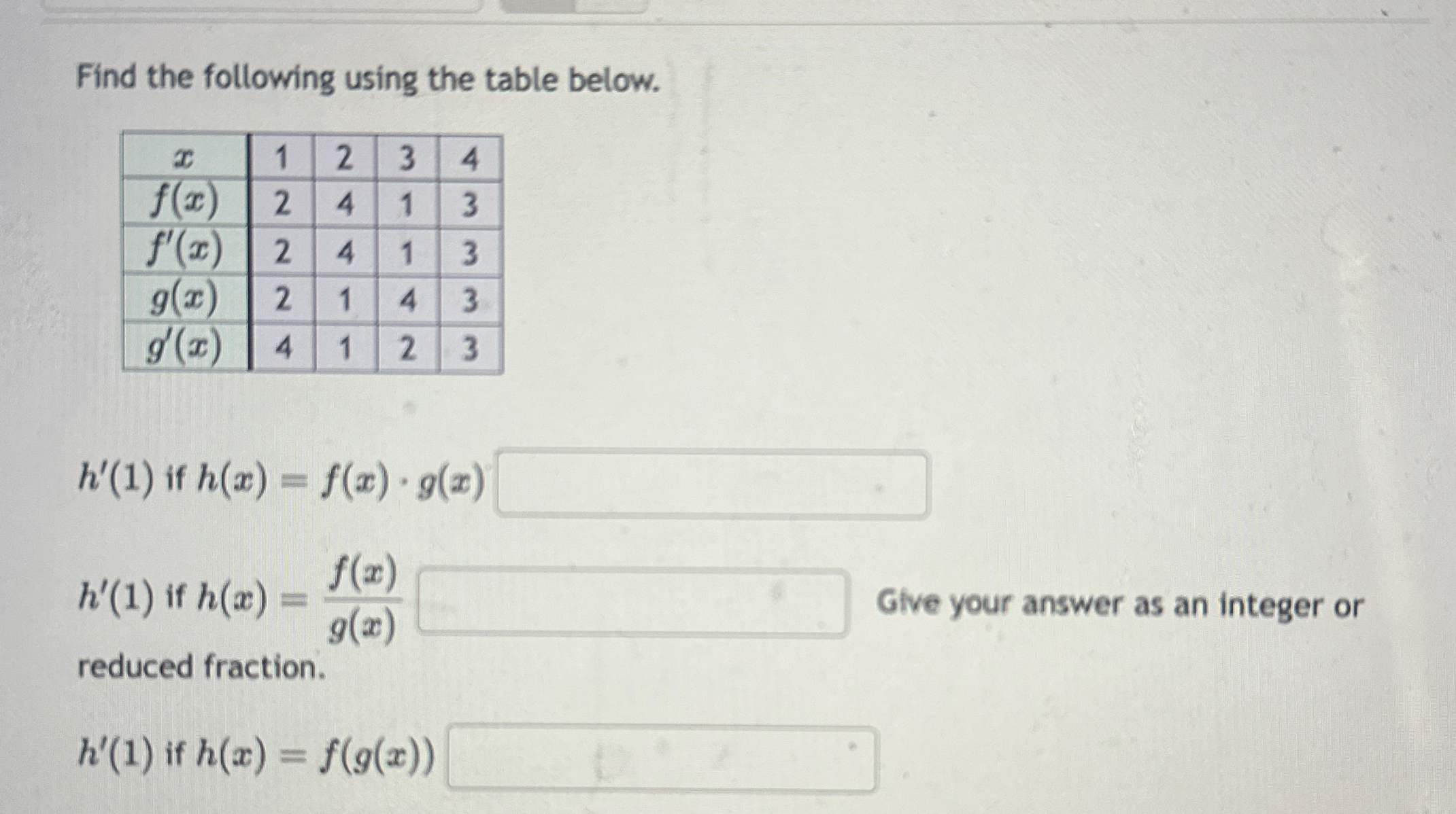 Solved Find the following using the table | Chegg.com