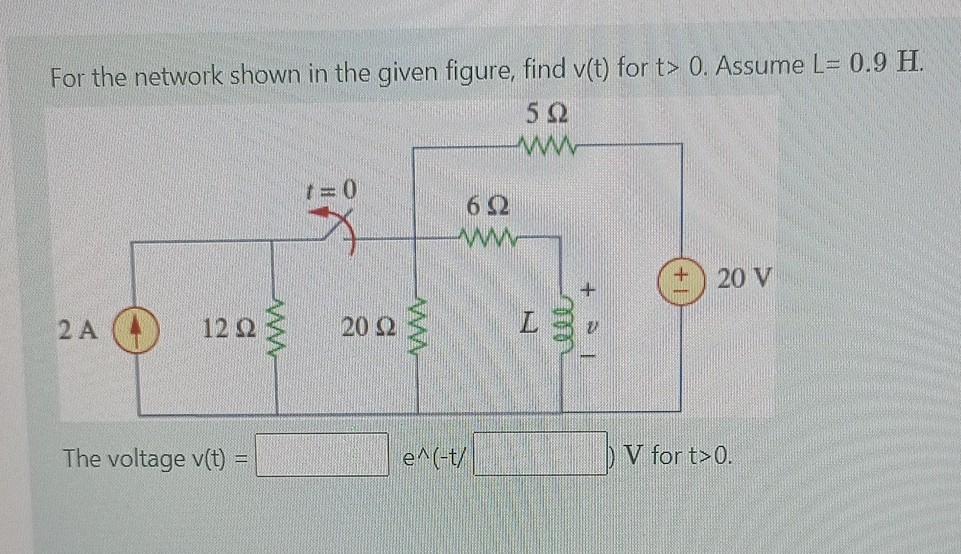Solved For the network shown in the given figure, find v(t) | Chegg.com