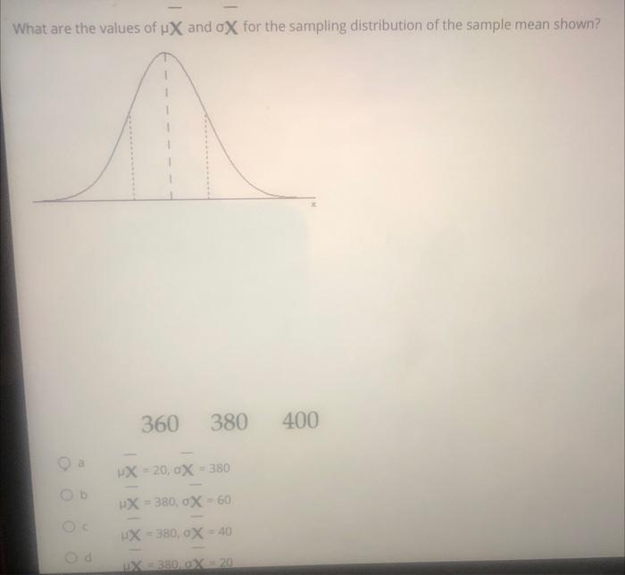 Solved What are the values of μX and σX for the sampling | Chegg.com