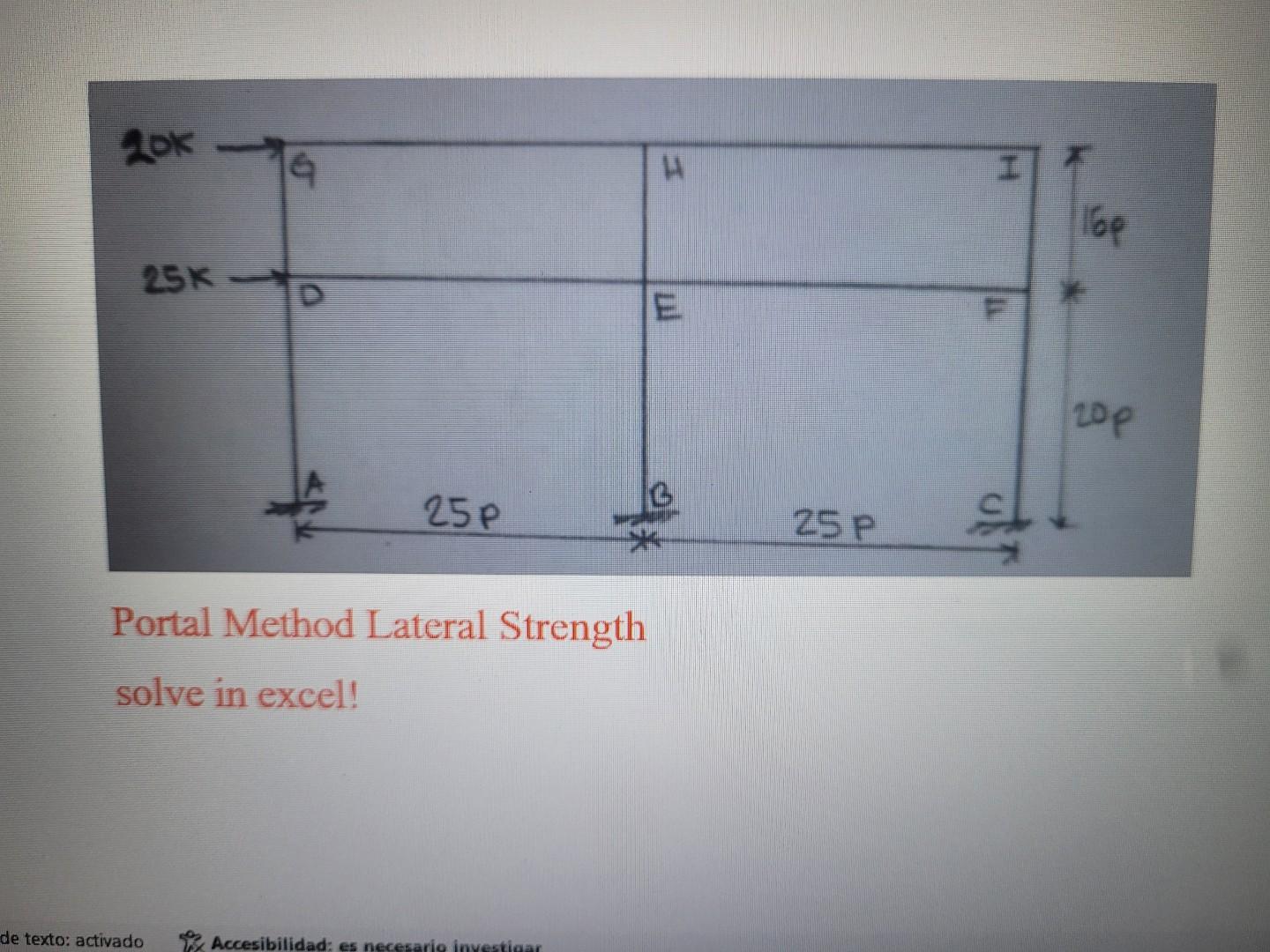 Portal Method Lateral Strength solve in excel!