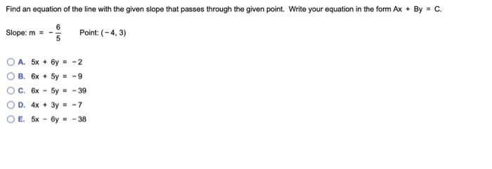 Solved Find an equation of the line with the given slope | Chegg.com