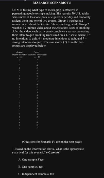 Solved (Questions for Scenario IV are on the next page) 1. | Chegg.com