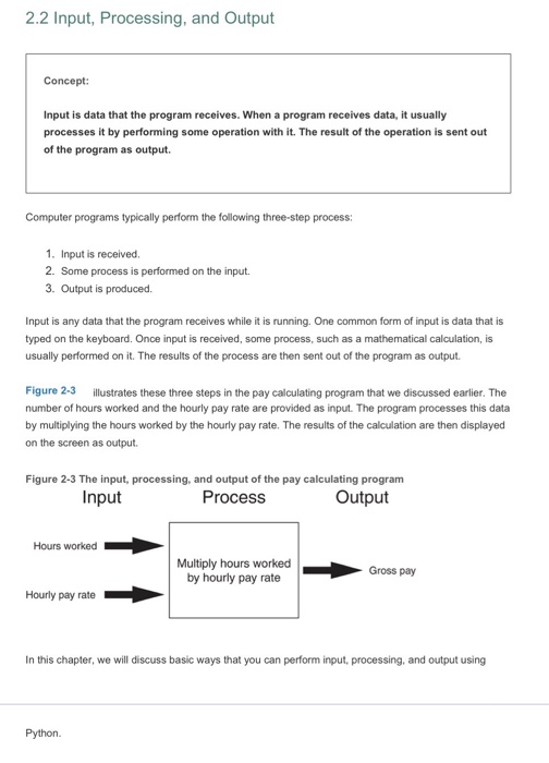 Solved 2.2 Input, Processing, and Output Concept: Input is | Chegg.com