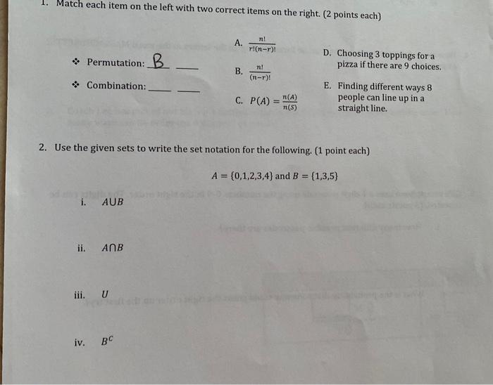 Solved 1. Match each item on the left with two correct items | Chegg.com