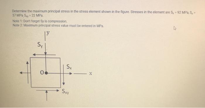 Solved Determine the maximum principal stress in the stress | Chegg.com
